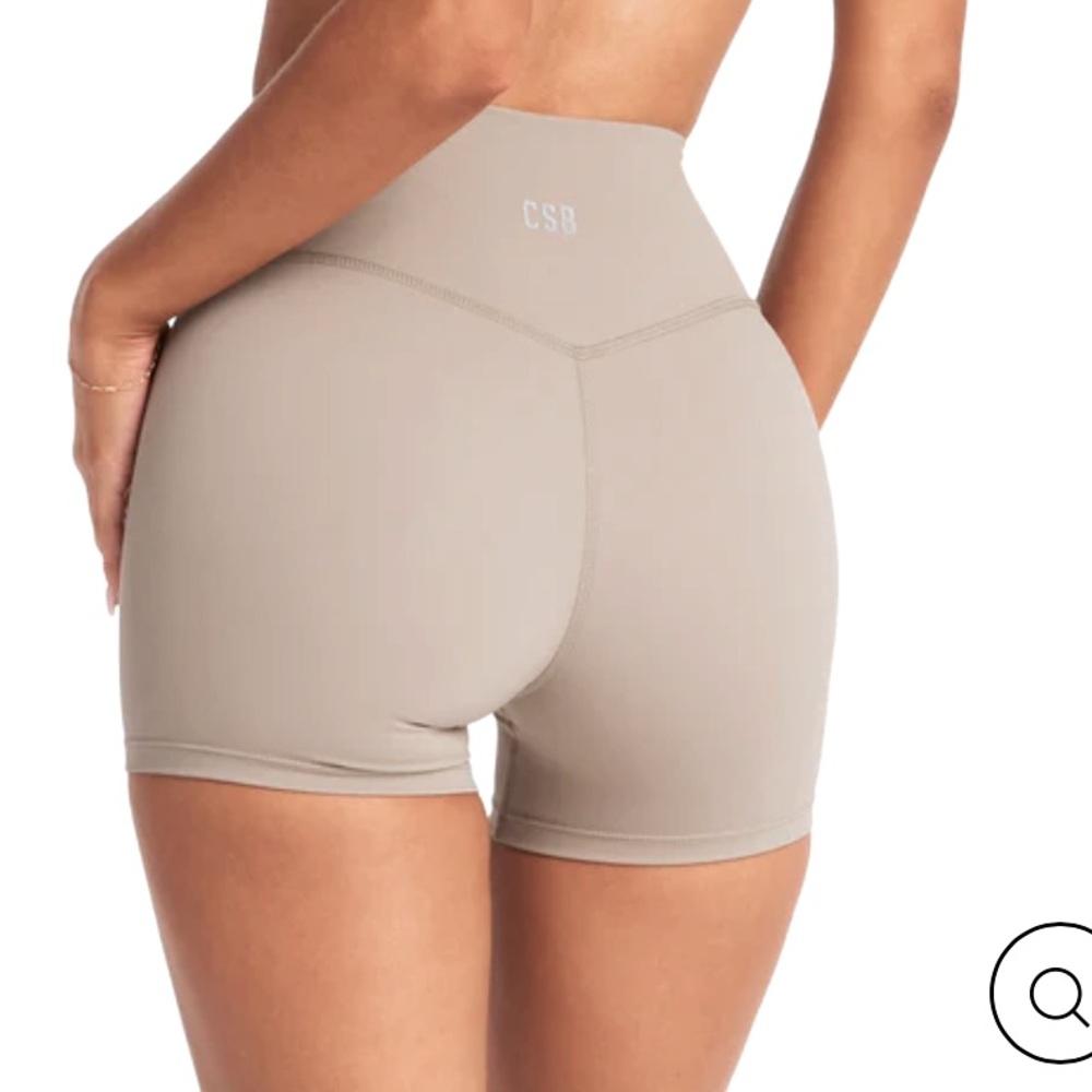 High-Waist Athletic Shorts for Women in Beige
